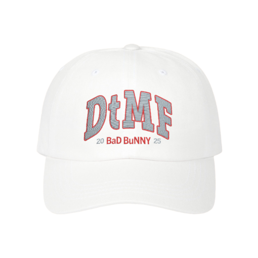 DTMF Merch – Embroidered White Cap