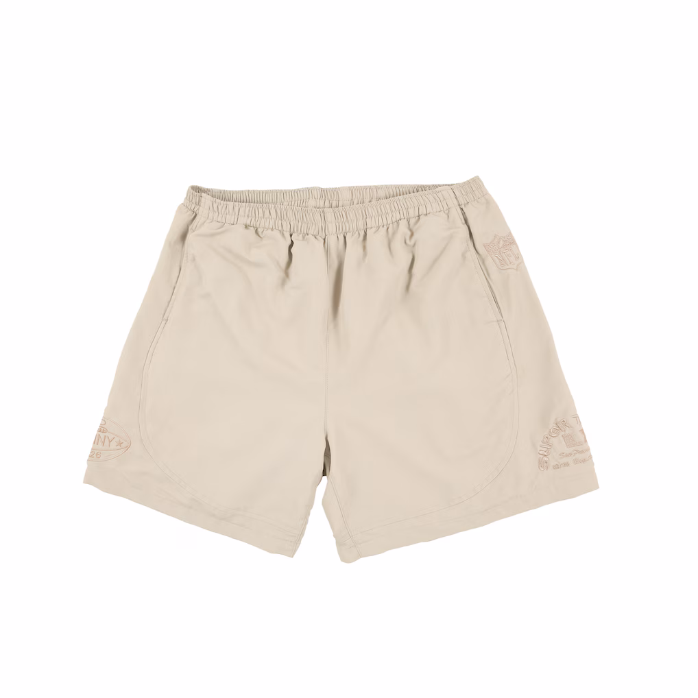 Bad Bunny x Super Tazón Off White Track Shorts Bad Bunny x Super Tazón Off White Track Shorts - Image 1